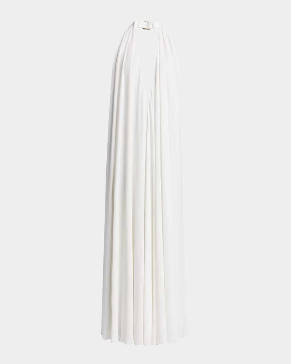 Norma Plunging Halter Backless Gown